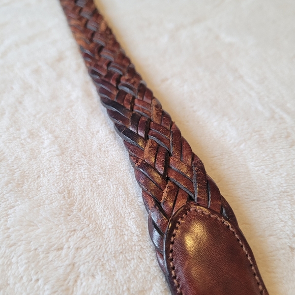 TRAFALGAR Brown Men's Leather Braided Belt - Picture 11 of 11